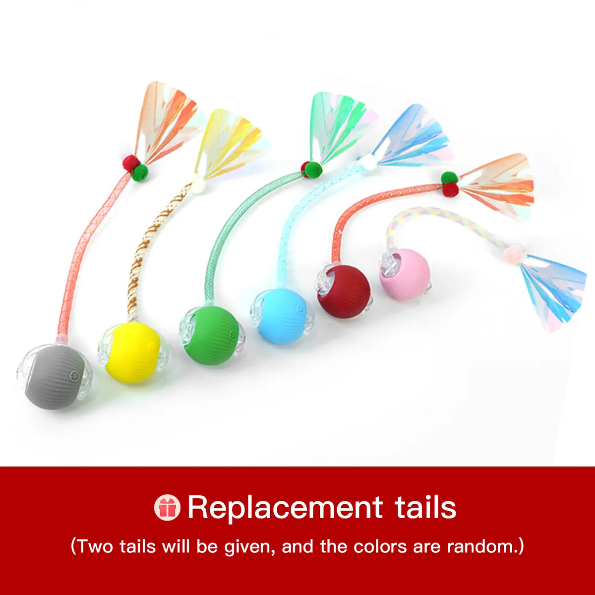 Interactive Rolling Ball Teaser Toy for Cats & Dogs – Includes 2 Interchangeable Tails, Engaging Chase & Play Toy for Kittens and Adult Pets